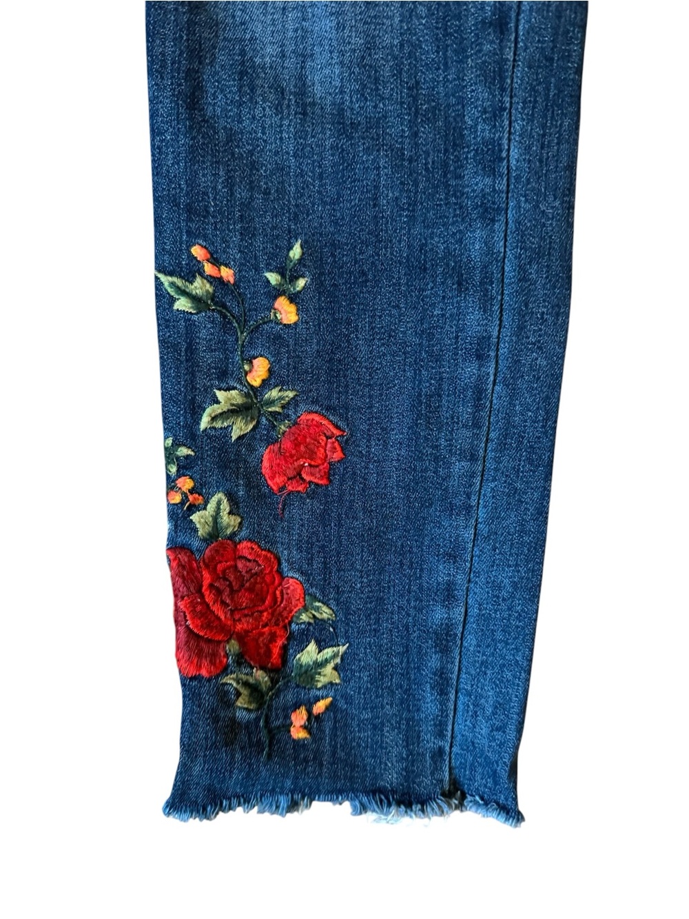 Driftwood Jackie Embroidered Distressed Jeans Rise 11" Inseam 28" Med Wash Sz 31 - Picture 7 of 15